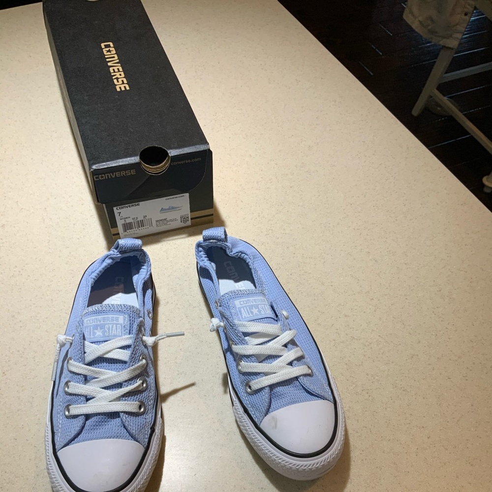 Baby Blue Converse Slip on Sneakers